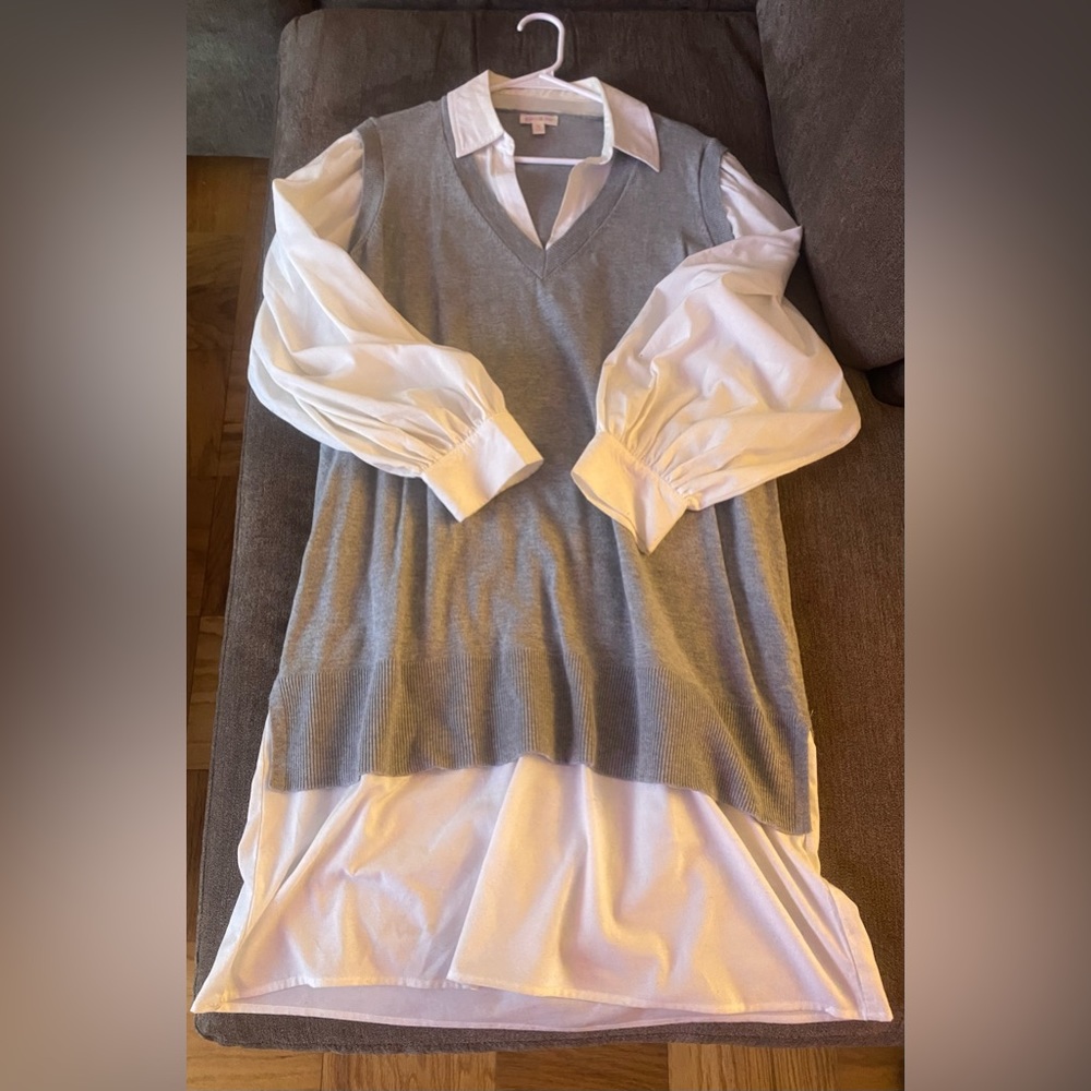Combo shirt and sweater vest dress